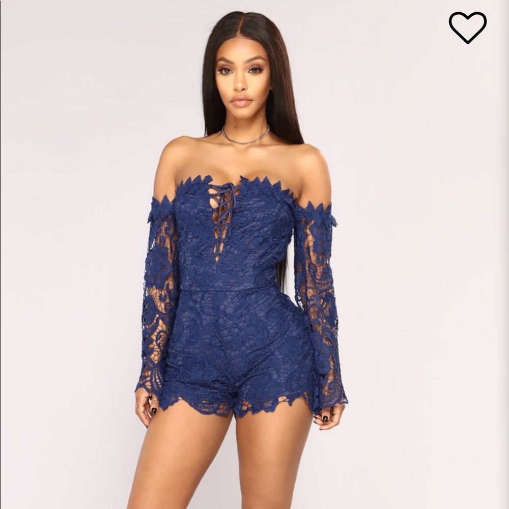 Blue lace Fashion Nova romper